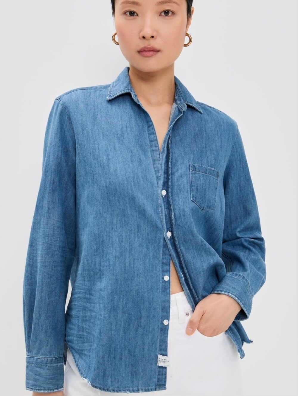 Frank & Eileen Eileen Denim Relaxed Fit Button-Down Shirt Size Large - Picture 2 of 15